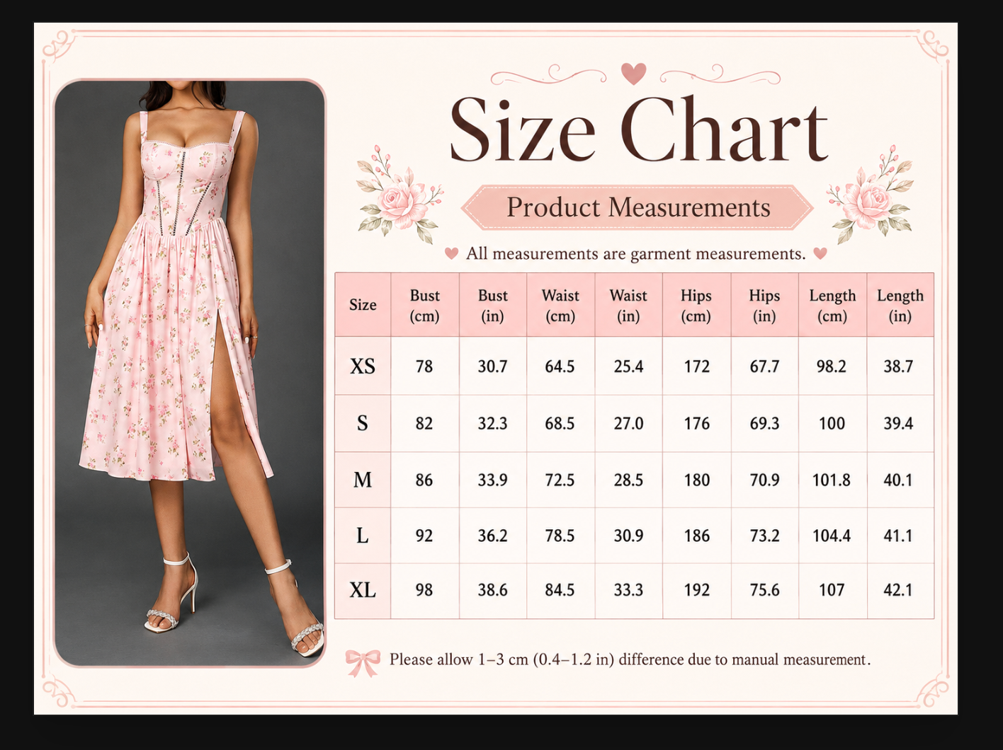 Corset floral midi dress with side slit