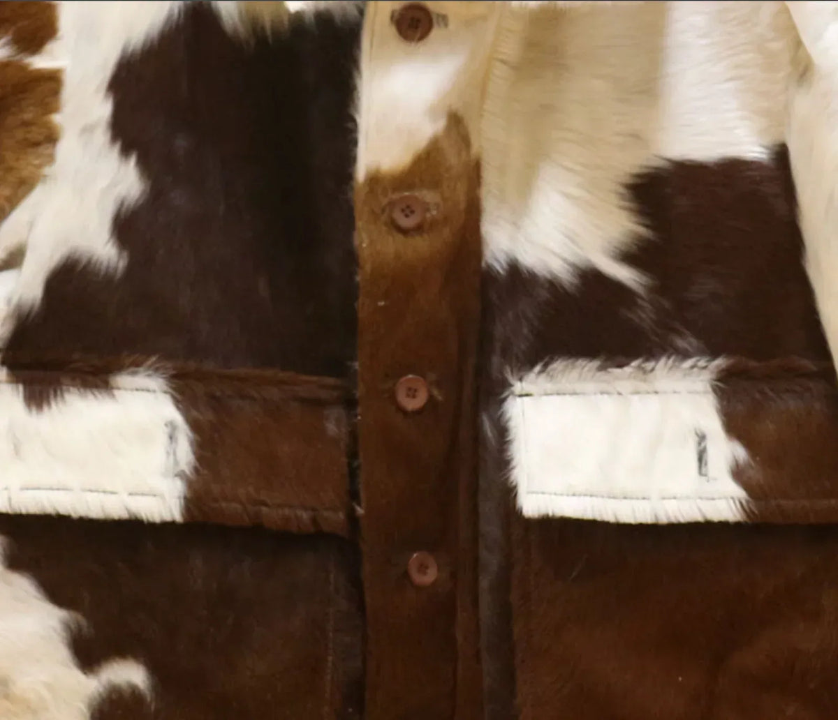 Women’s Cowhide Jacket Brown White Hair-On Hide