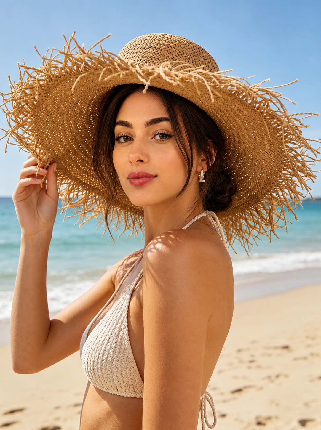 Women’s Hand Woven Wide Brim Straw Beach Hat