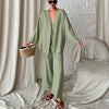 Loose cotton lounge cardigan trousers two piece set 3 S