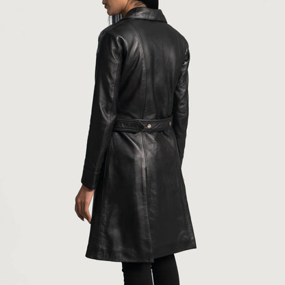 Black Leather Trench Coat Women