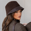 Women’s Genuine Leather Flat Top Bucket Hat