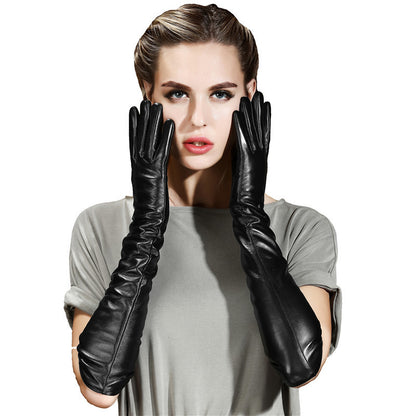 Long leather gloves for women opera length
