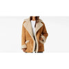 Women’s Brown Suede Shearling Jacket With Oversized Collar