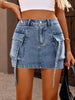 Denim Low Rise Mini Skirt Womens Jean Short Skirt