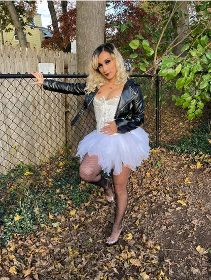 cropped faux leather moto jacket women biker