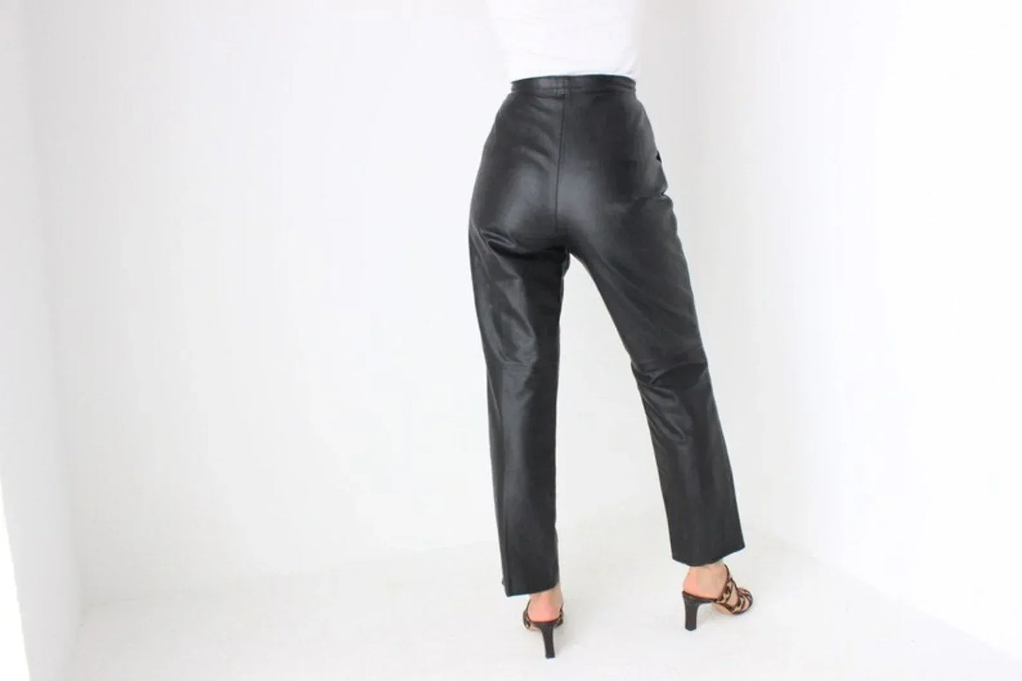 Genuine Leather Women High Waist Pants