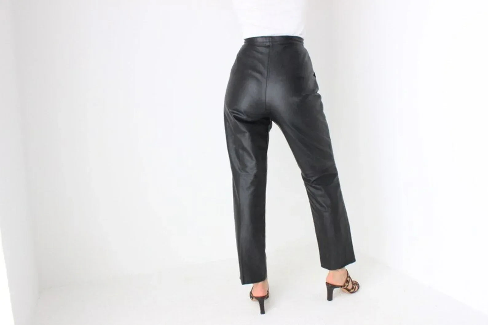 Genuine Leather Women High Waist Pants