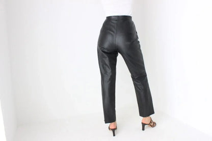 Genuine Leather Women High Waist Pants