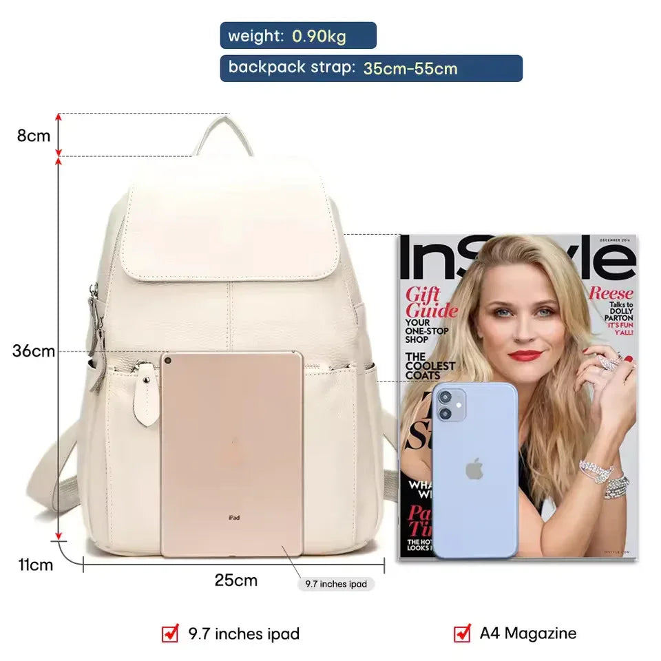 Genuine leather backpack women compact purse