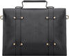 Black leather messenger bag for women