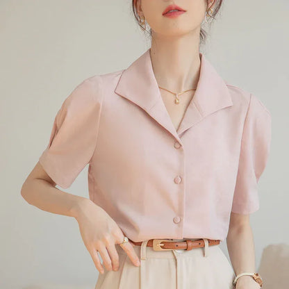 Short sleeve shirts for women Pink S