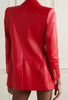 Red Leather Blazer Women Double Breasted Lambskin Jacket