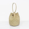 Straw bucket handbag with scarf handle for beach summer