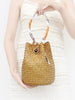 Straw bucket handbag with scarf handle for beach summer