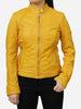 Womens Yellow Biker Jacket Slim Fit Genuine Leather