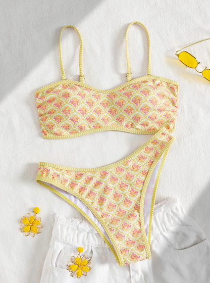 Floral bikini set adjustable strap swimwear 4 S