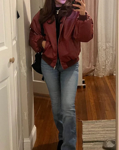 Oversized Faux Leather Jacket Women Baggy Street Style Fit