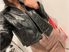 Cropped Faux Leather Jacket Women Black Casual Short Fit