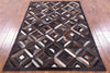 Cowhide Patchwork Rug Natural Black Brown Diamond Design