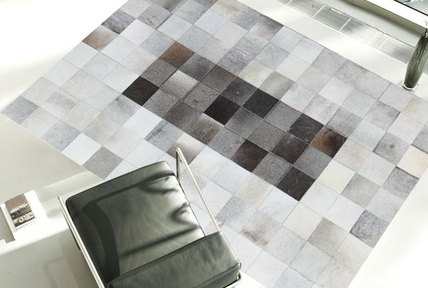 New Cowhide Patchwork Grey Hand made