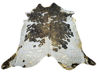 Exotic Gold Metallic On Dark Cowhide Rug 7.5ft x 7ft