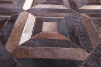 Cowhide Patchwork Rug Natural Black Brown Diamond Design