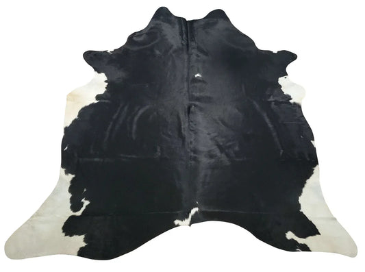 Large Black White Cowhide Rug 6.6ft x 6.6ft