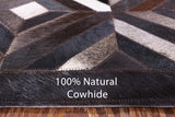 Cowhide Patchwork Rug Natural Black Brown Diamond Design