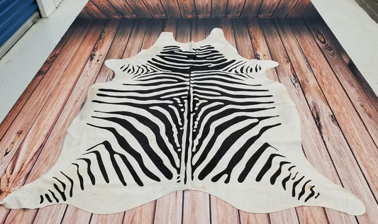 Black And White Zebra Cowhide Rug