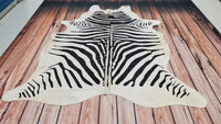 zebra cowhide rug Brazilian Hair On Cow Hide 88 by 72 inches 1517