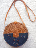 rattan round bag with leather street style