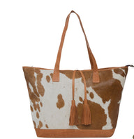 Brown Leather Cowhide Tote Bag