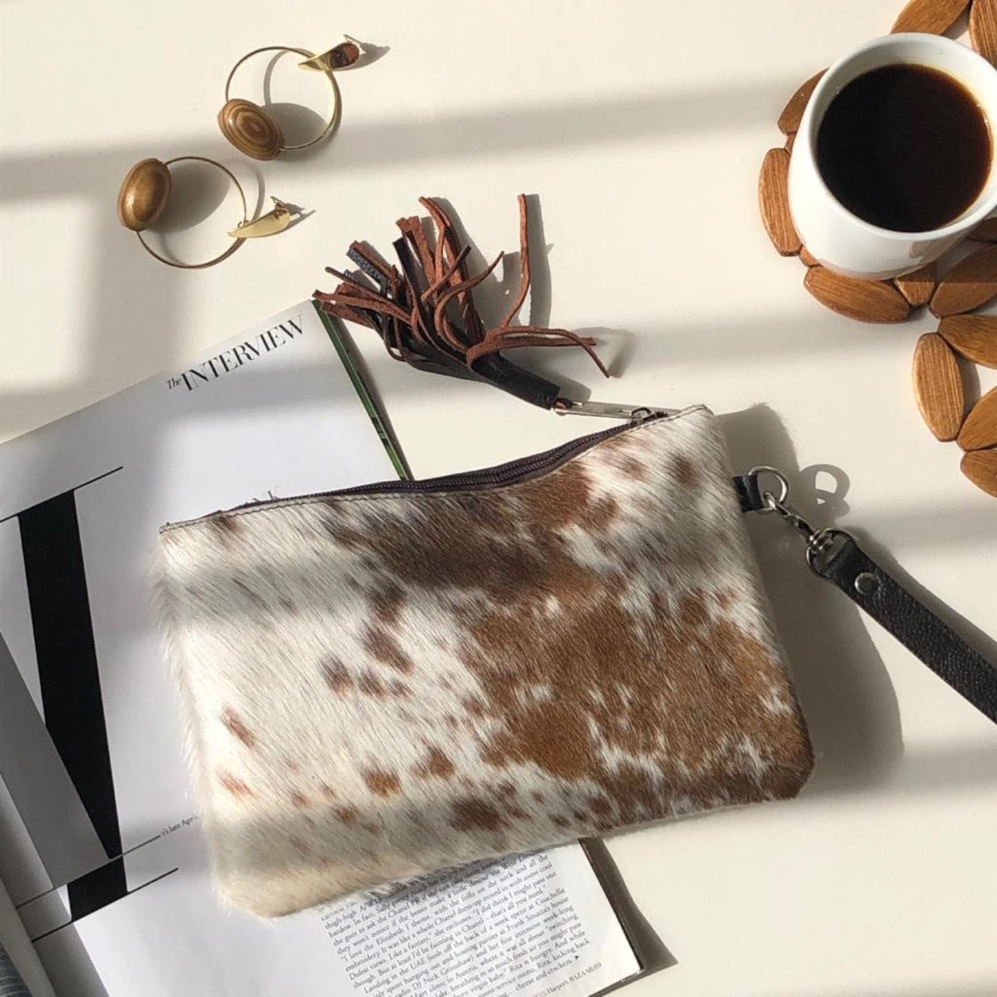 Natural Cowhide Clutch Purse