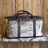 Real Cowhide Grey Weekender Bag