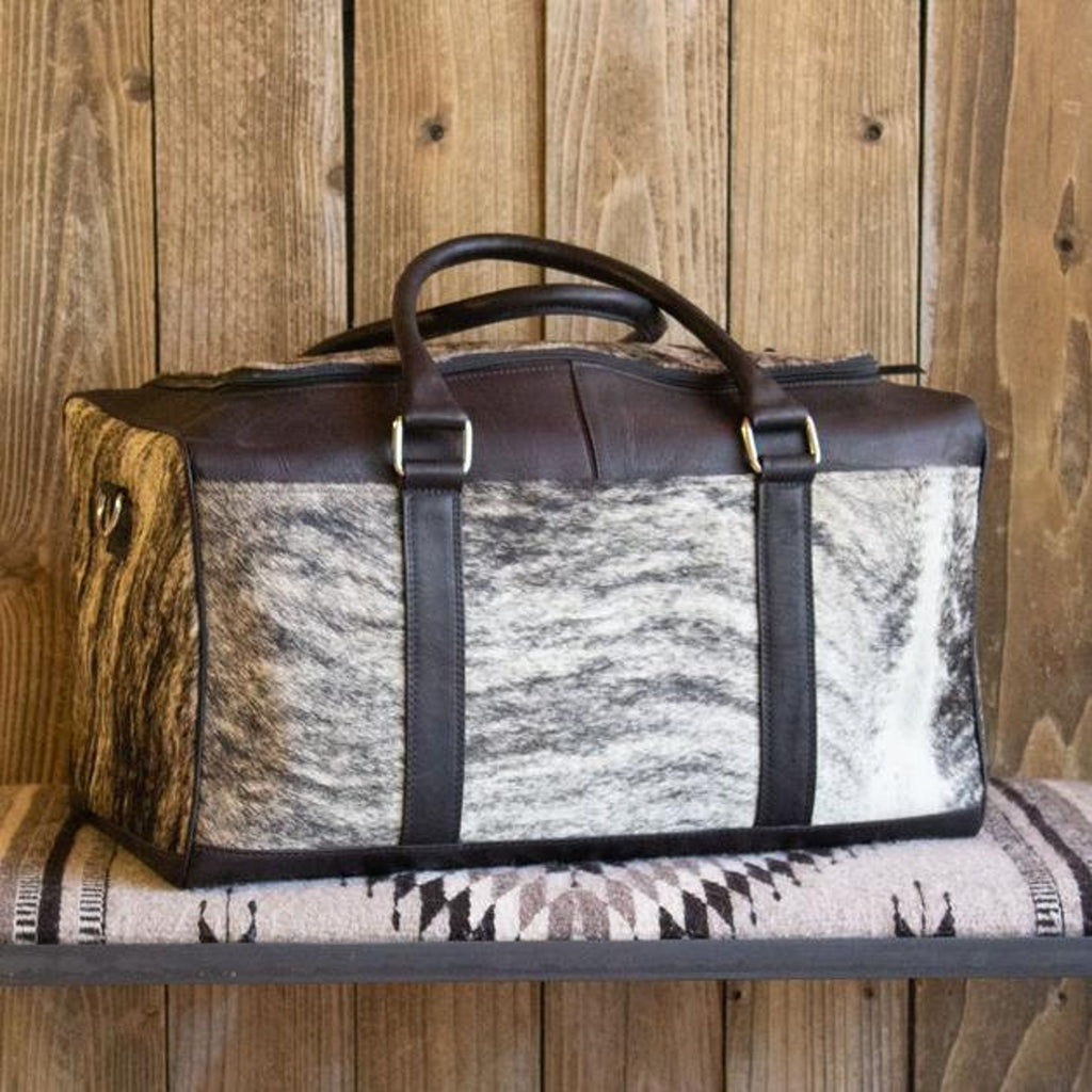 Real Cowhide Grey Weekender Bag