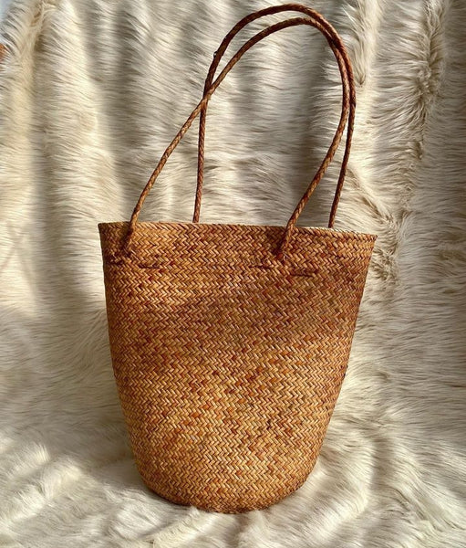 Handmade Mini Tote Bag for Ladies Natural Round Rattan Handbags