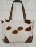 Brown And White Cowhide Messenger Bag