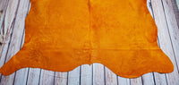 Exotic Dyed Orange Cowhide Rug 90 X 82 Inches