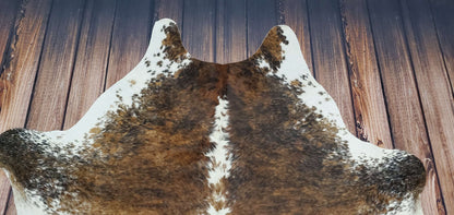 Large Tricolor Brindle Cowhide Rug 7.5ft x 7ft