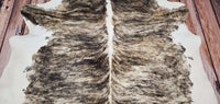 Extra Large Tricolor Brindle Cowhide Rug 7.8ft X 6.5ft