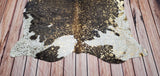 Large Beautiful Cowhide Rug With Gold 7.5ft x 6.3ft
