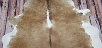 Natural Brown White Cowhide Rug 7ft x 6.3ft