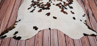 Speckled Brown White Cowhide Rug 7ft x 6.6ft