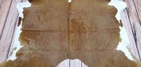 Exotic Small Brown White Cowhide Rug 6.2ft x 6ft