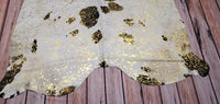 Large Bright Metallic Cowhide Rug 7.6ft x 6.3ft