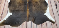 Genuine Cowhide Rug Dark Tricolor 6ft x 5ft