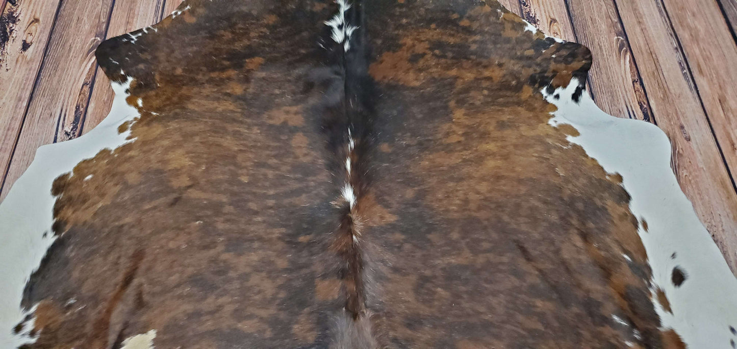 Tricolor Dark Cowhide Rug 6.6ft x 6.6ft