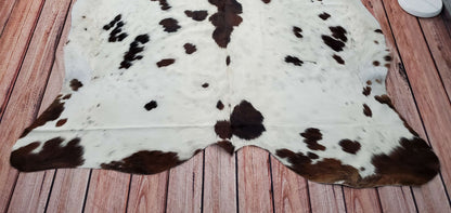 Spotted TriColor Cowhide Rug 7ft x 6.6ft