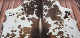 Large Cowhide Area Rug Tricolor 7.5ft x 7ft